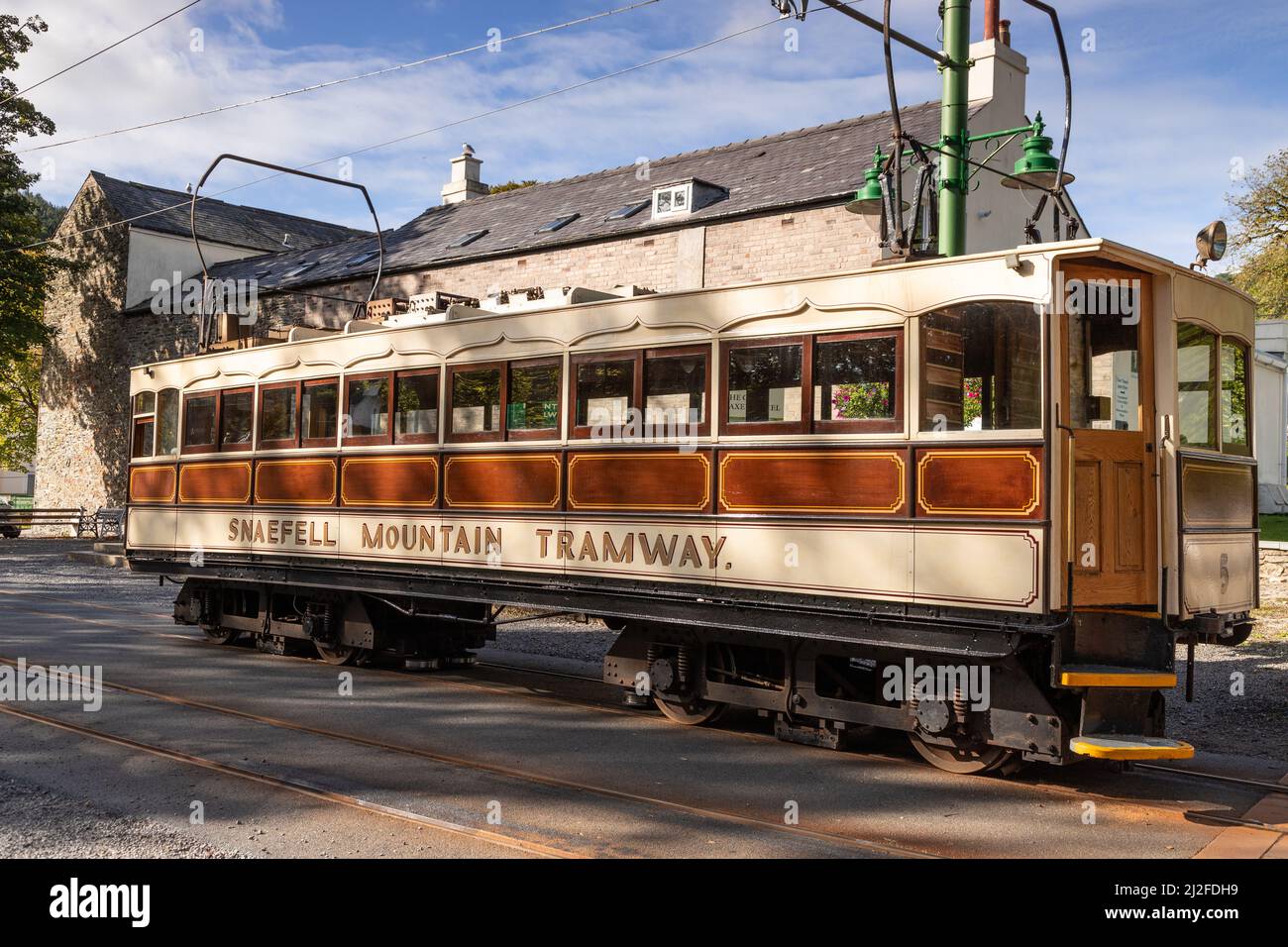 Snaefell Mountain Tramway carriage, Isle of Man Stock Photo