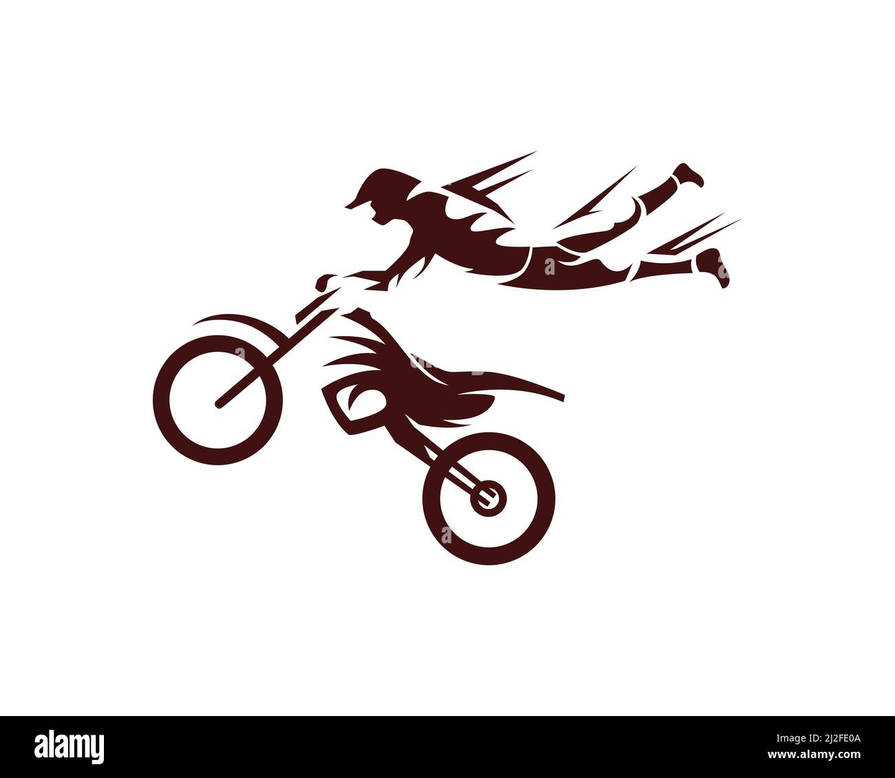 Jumping Motocross Rider Illustration Vector Stock Vector
