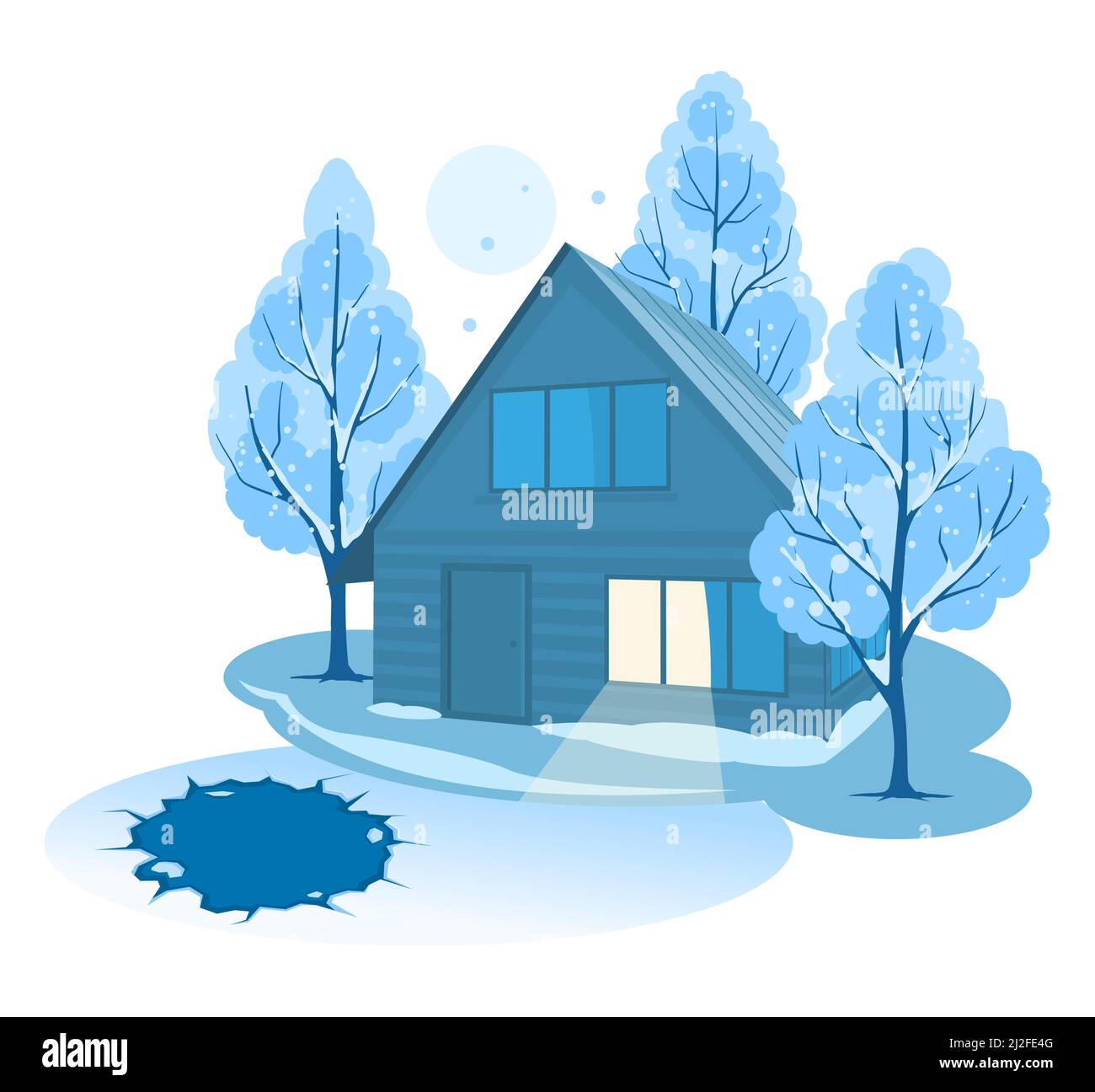 Winter landscape. House surrounded by trees Stock Vector Image & Art ...