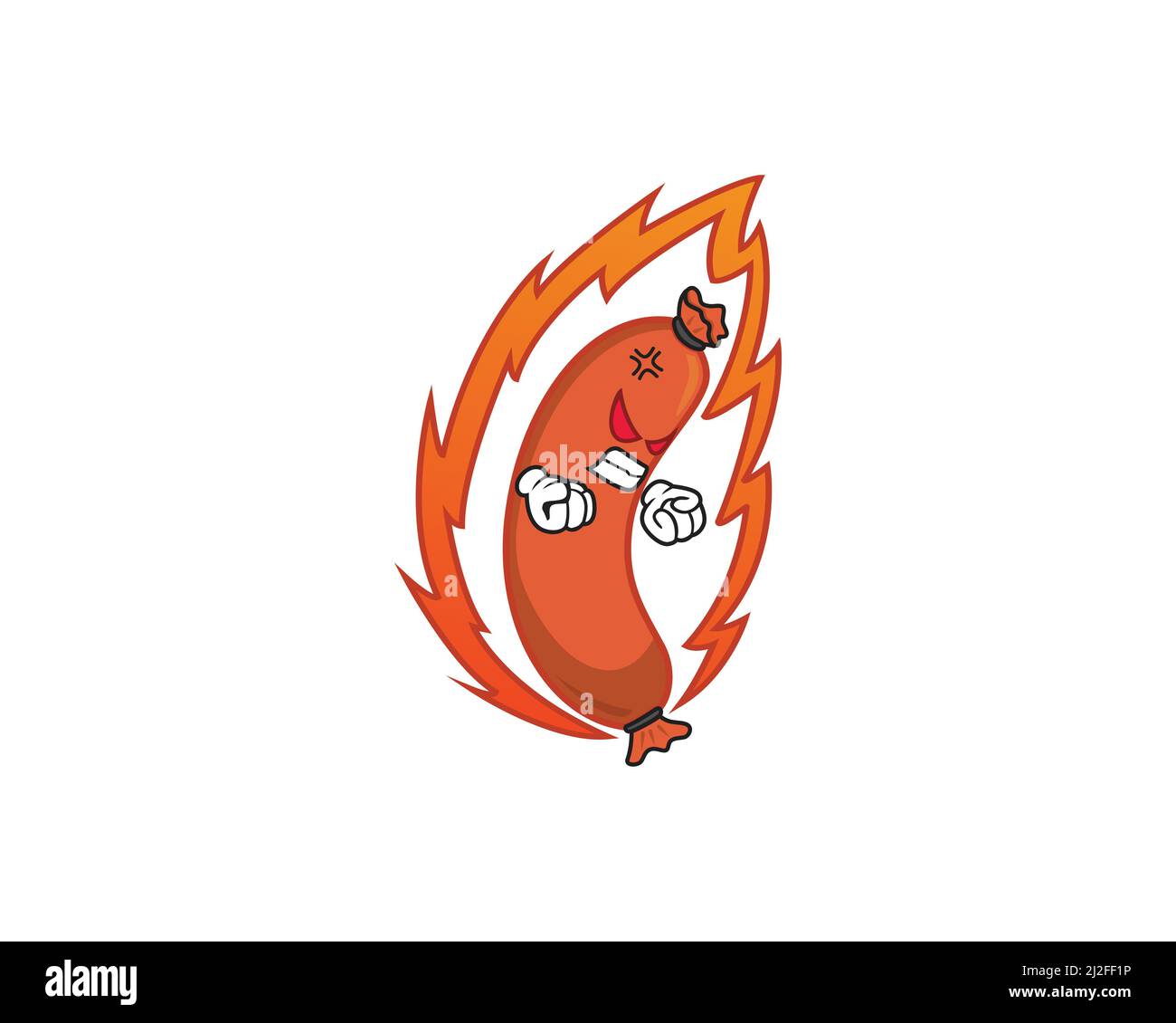 Angry Sausage Character and Mascot Vector Stock Vector