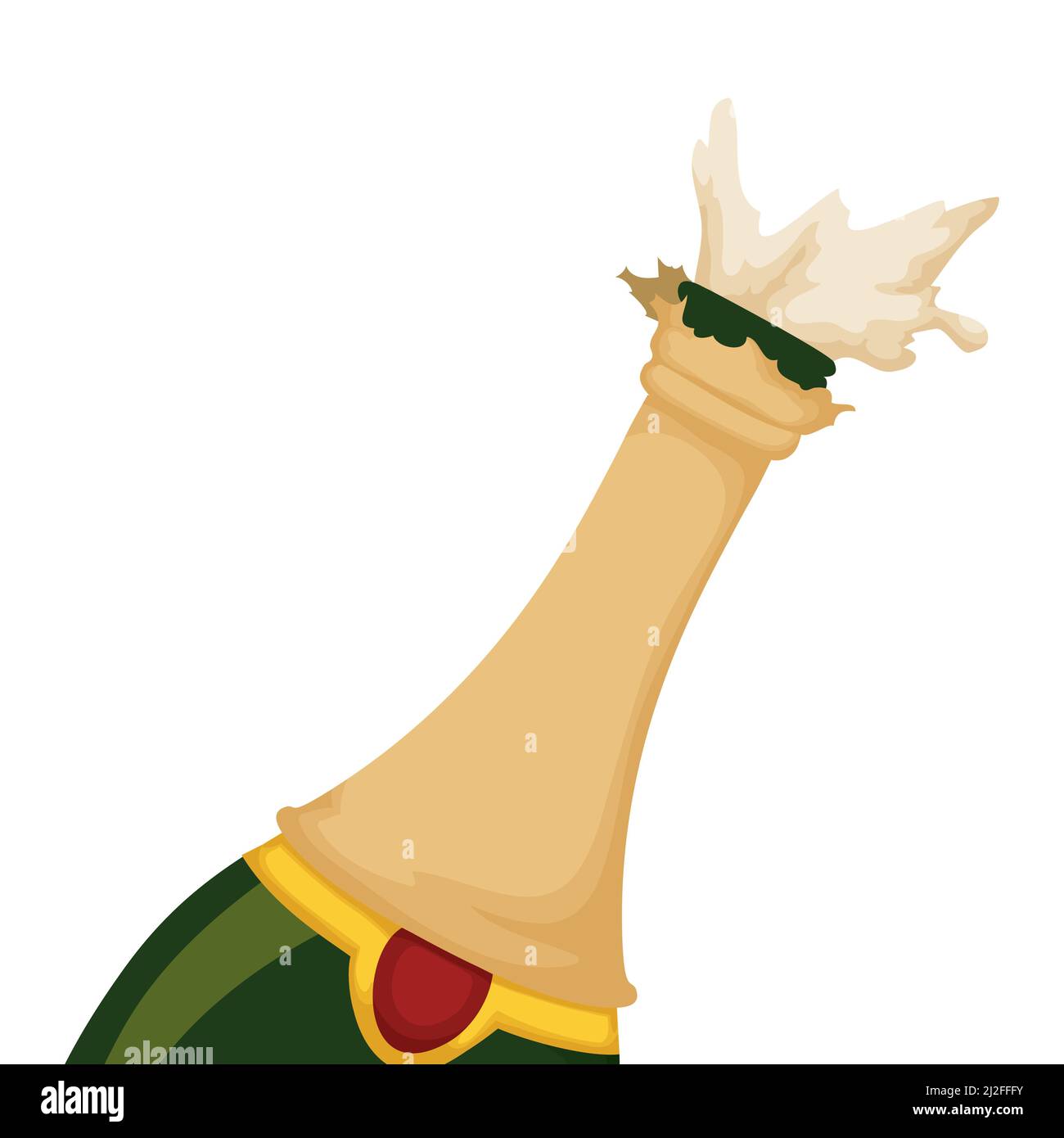 Uncorcker Vector Delicious wine bottle, uncorked and spilling tasty froth over white ...