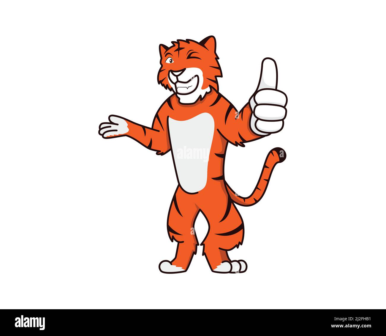 Humbly and Friendly Tiger Recommending Gesture Vector Stock Vector