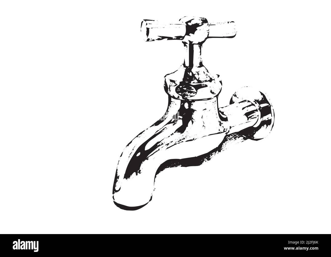 illustration of a water tap in vector art work sketch water tap illustration shadow art work in vector easy drawing Stock Vector