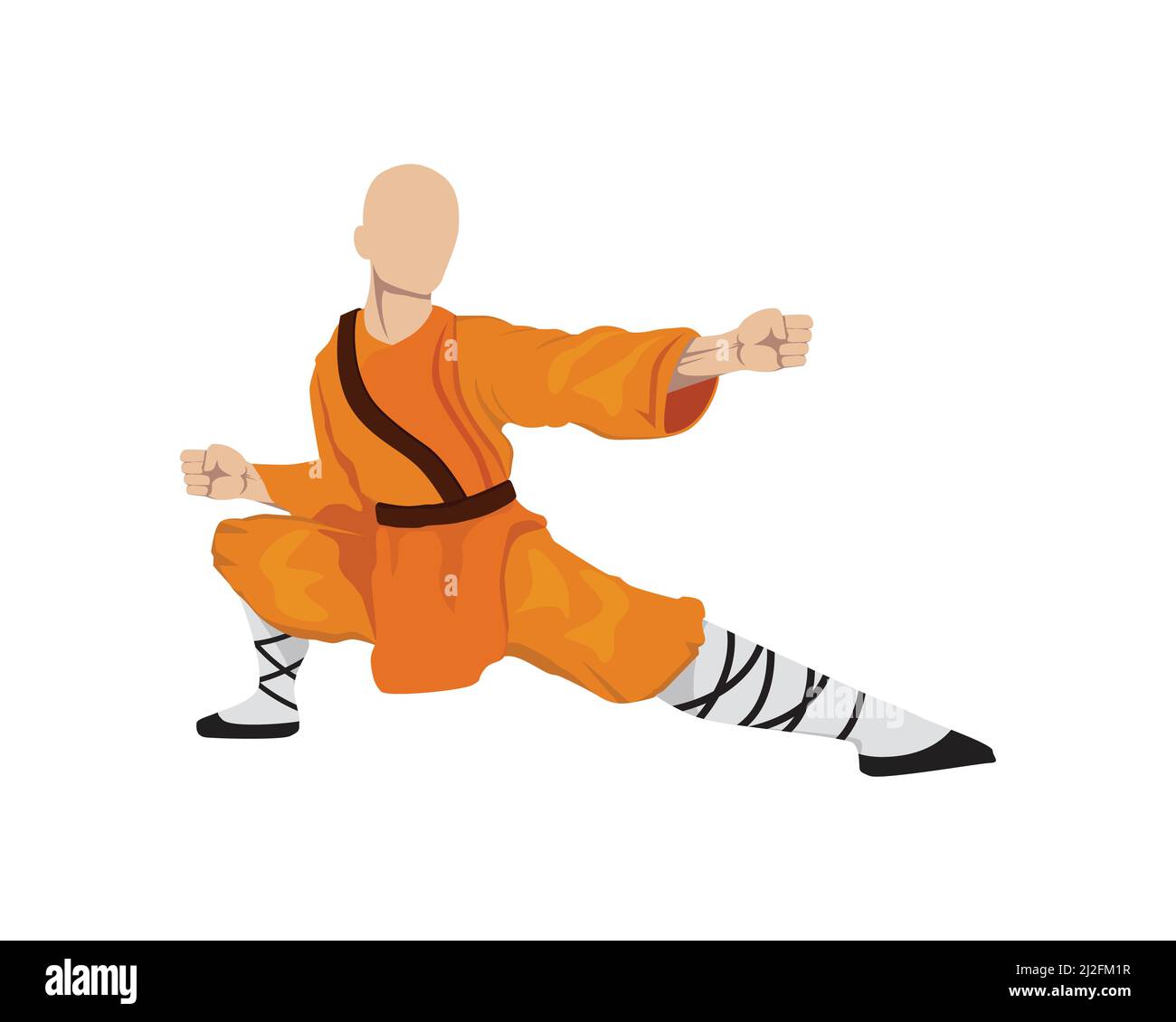 Shaolin Monk with Kung Fu Move Illustration Vector Stock Vector