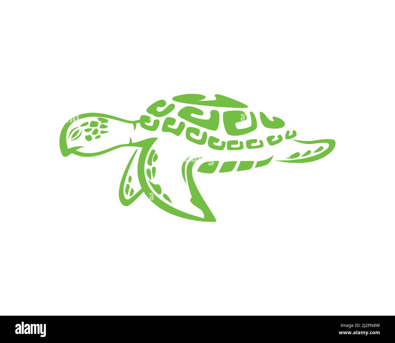 Swimming Turtle in The Ocean Silhouette Illustration Vector Stock Vector