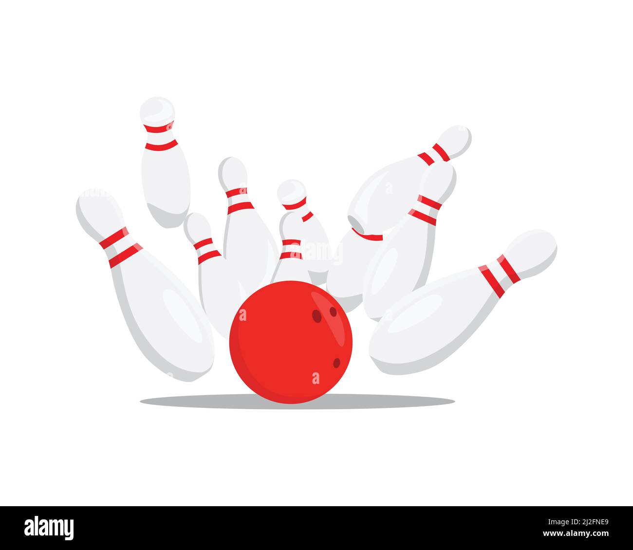 Bowling Ball Hitting Pins Illustration Vector Stock Vector