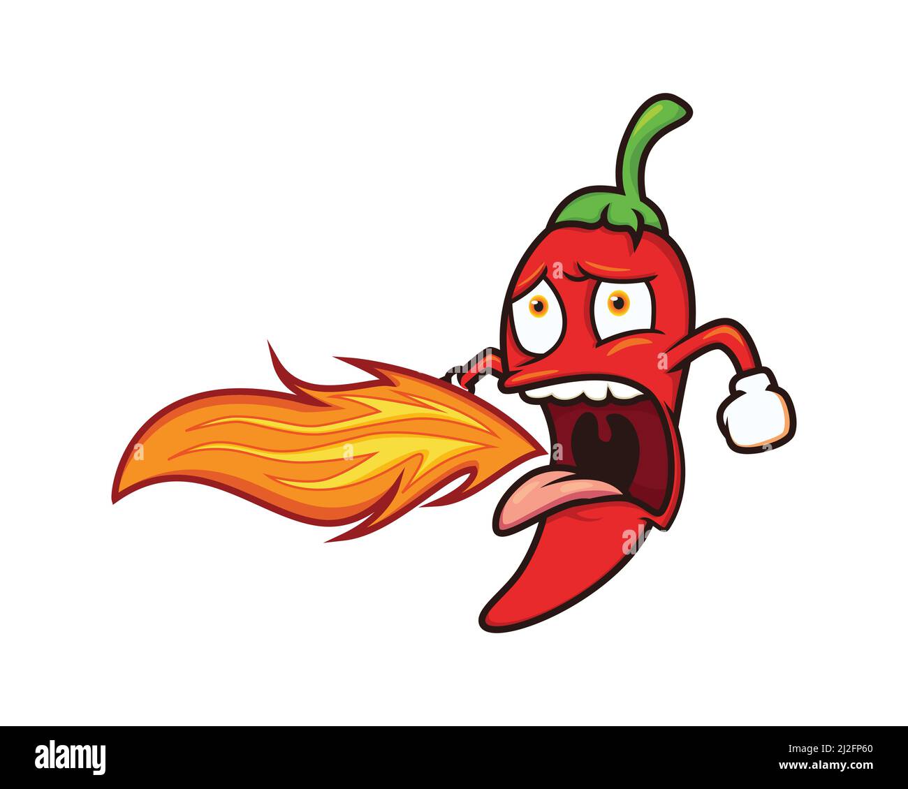 Chili Breathing with Spicy Flame Mascot Illustration Vector Stock Vector