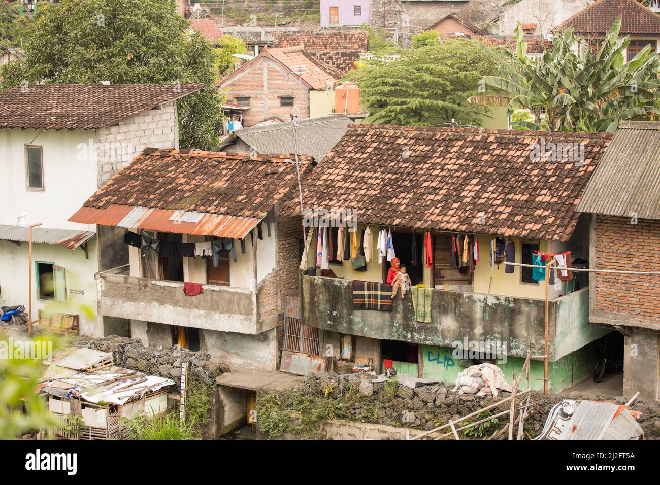 Crowded colorful slum dwellings in Yogyakarta (Jogjakarta), Indonesia’s ...