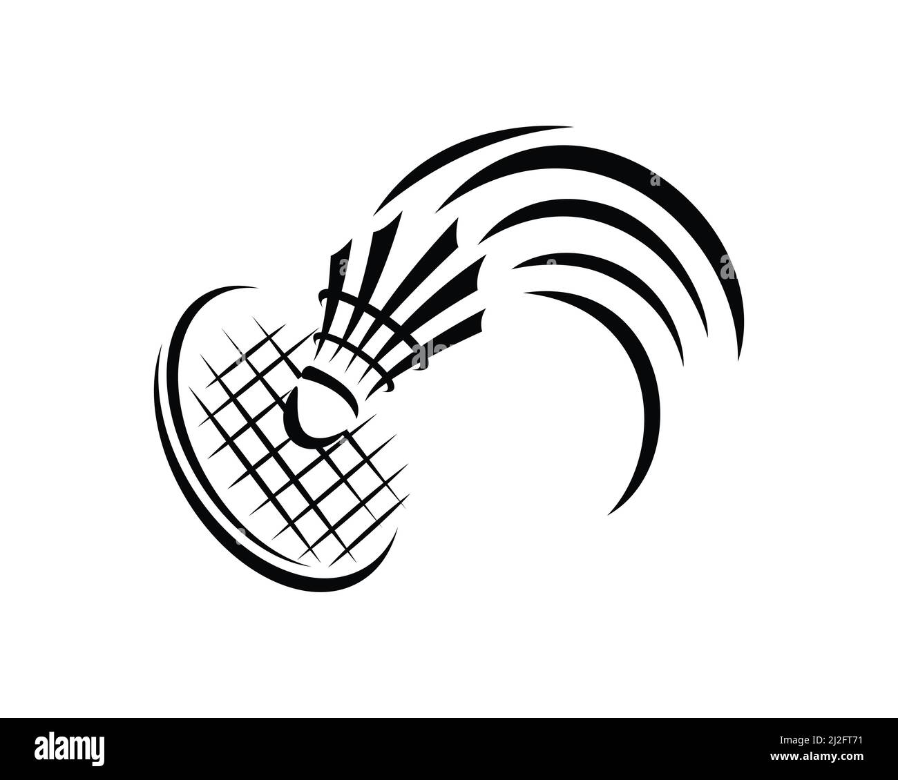 Badminton Game with Racket and Shuttlecock Silhouette Vector Stock Vector