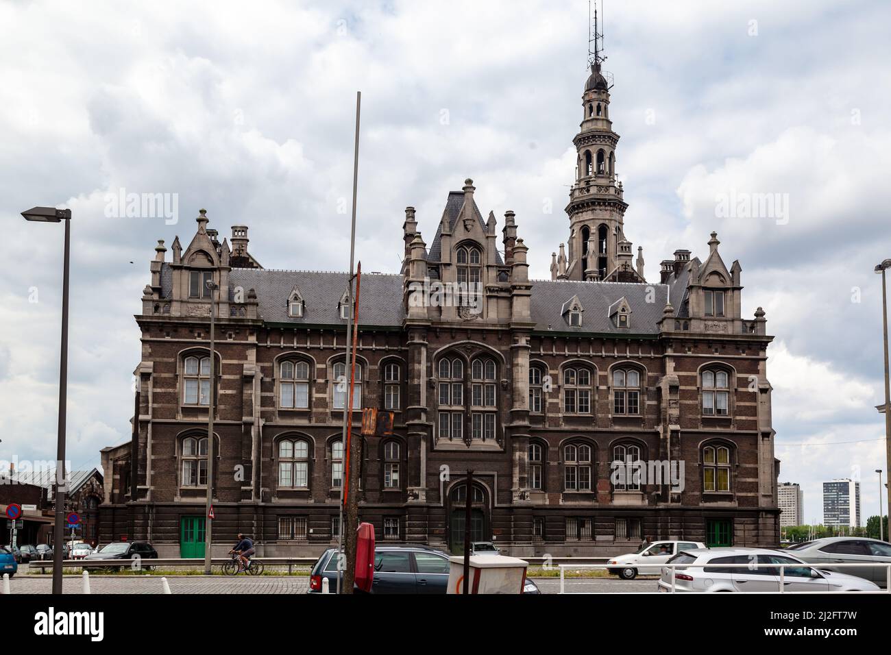 A low angle shot of Loodswezen, a historical building at the docks of