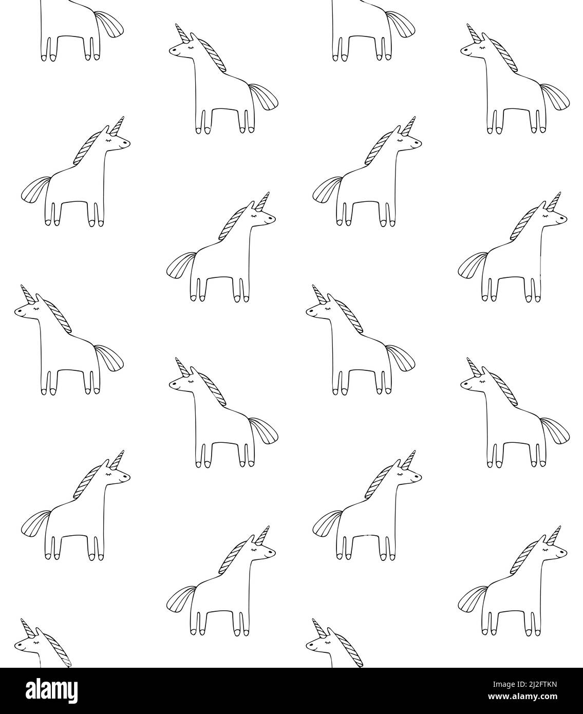 Vector seamless pattern of hand drawn doodle unicorn isolated on white ...