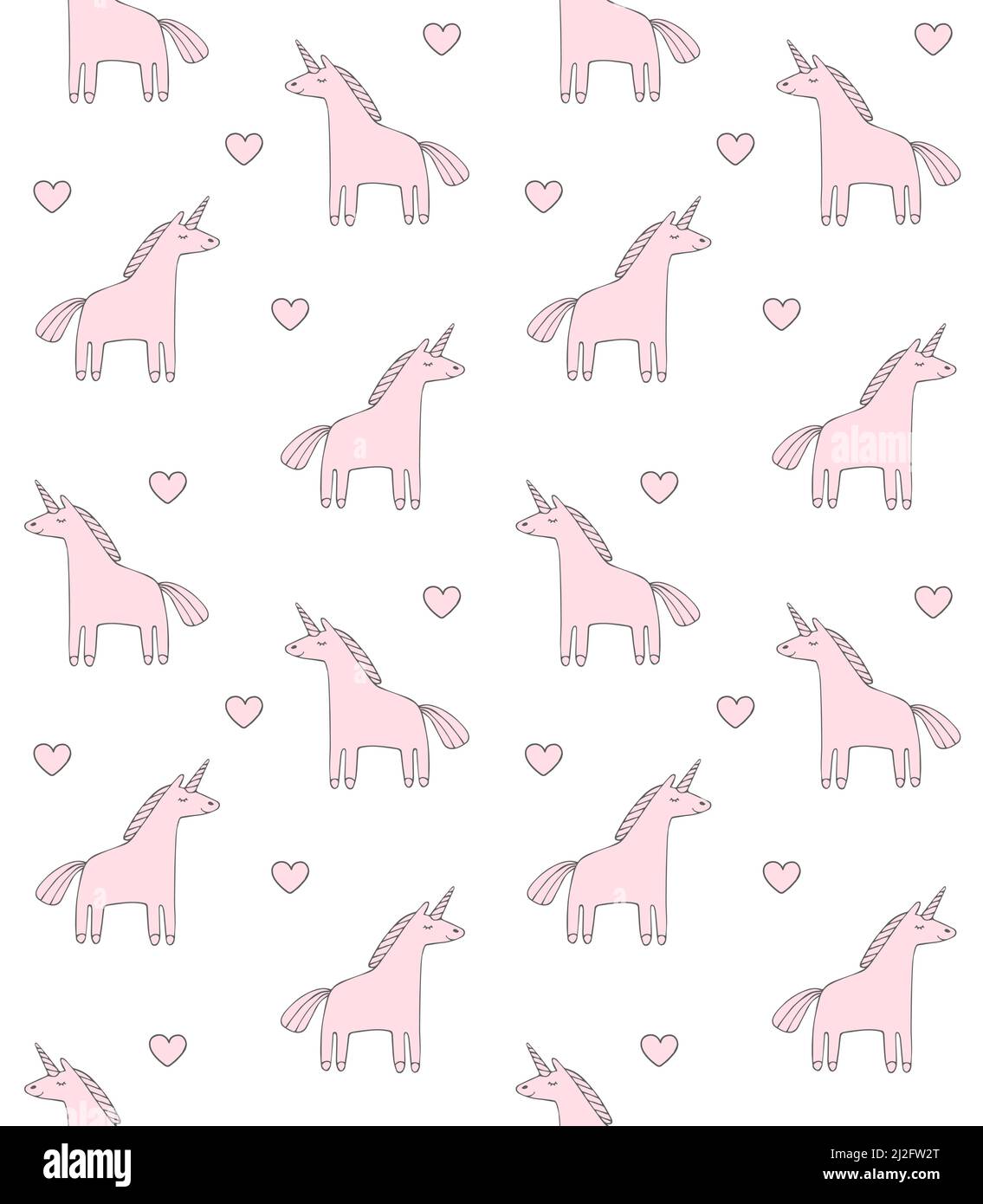 Vector seamless pattern of hand drawn pink doodle unicorn isolated on ...