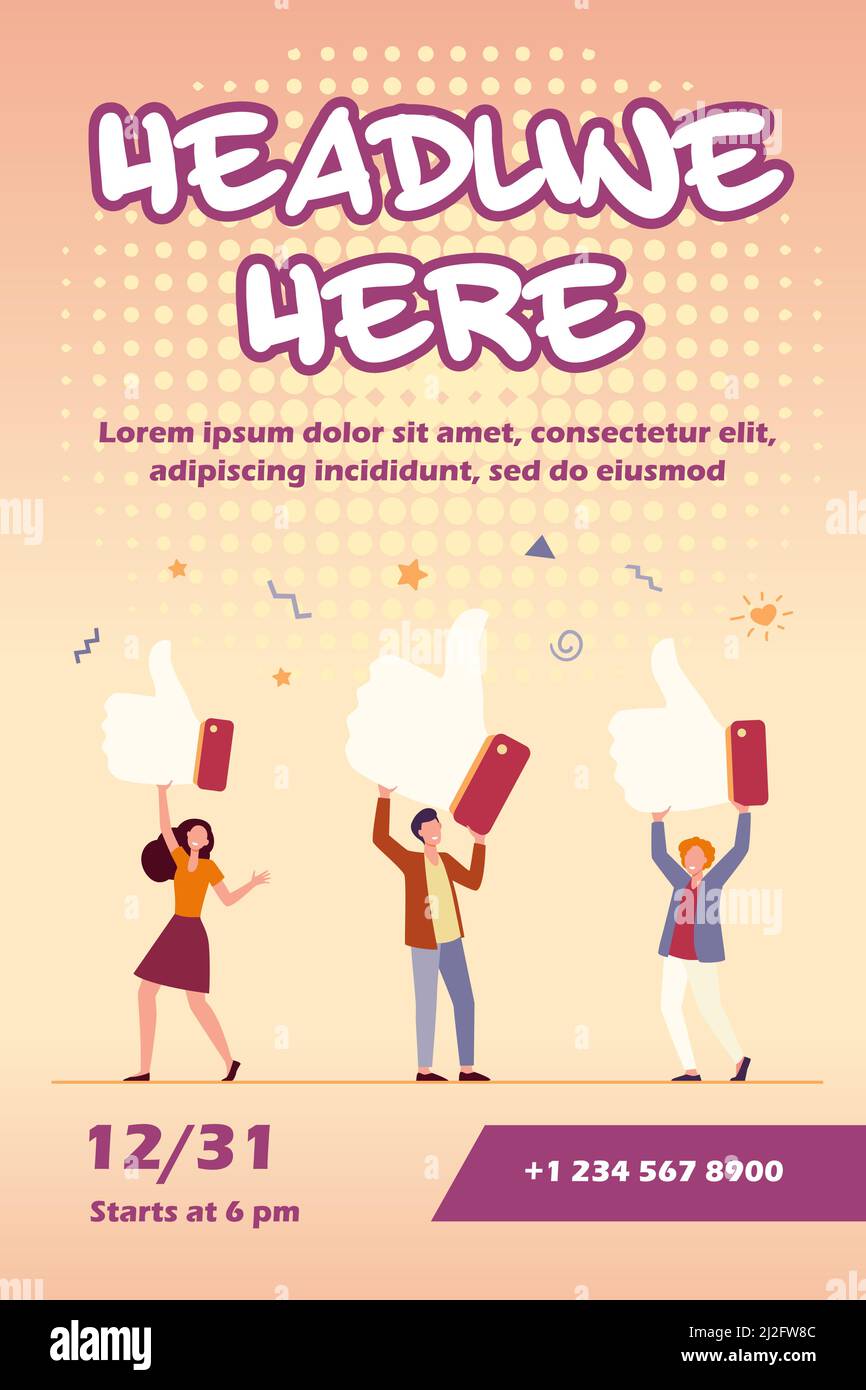 Tiny people holding thumbs up flat vector illustration. Cartoon ...