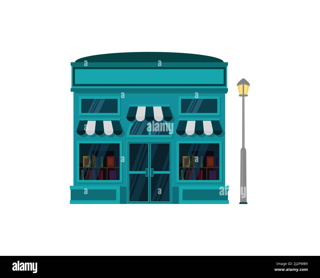 Detailed Bookstore with Street Lamp beside Illustration Vector Stock Vector