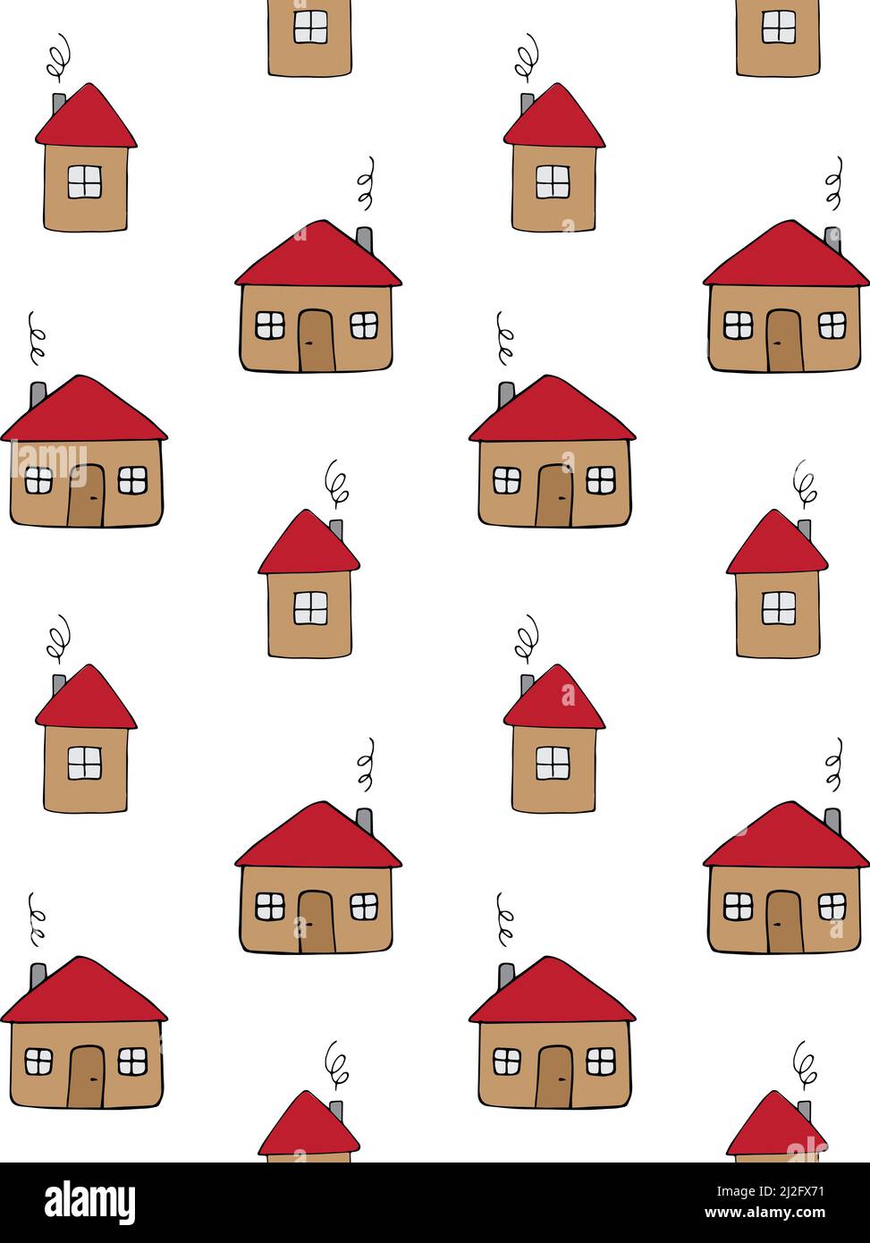 Vector seamless pattern of hand drawn doodle sketch house isolated on ...