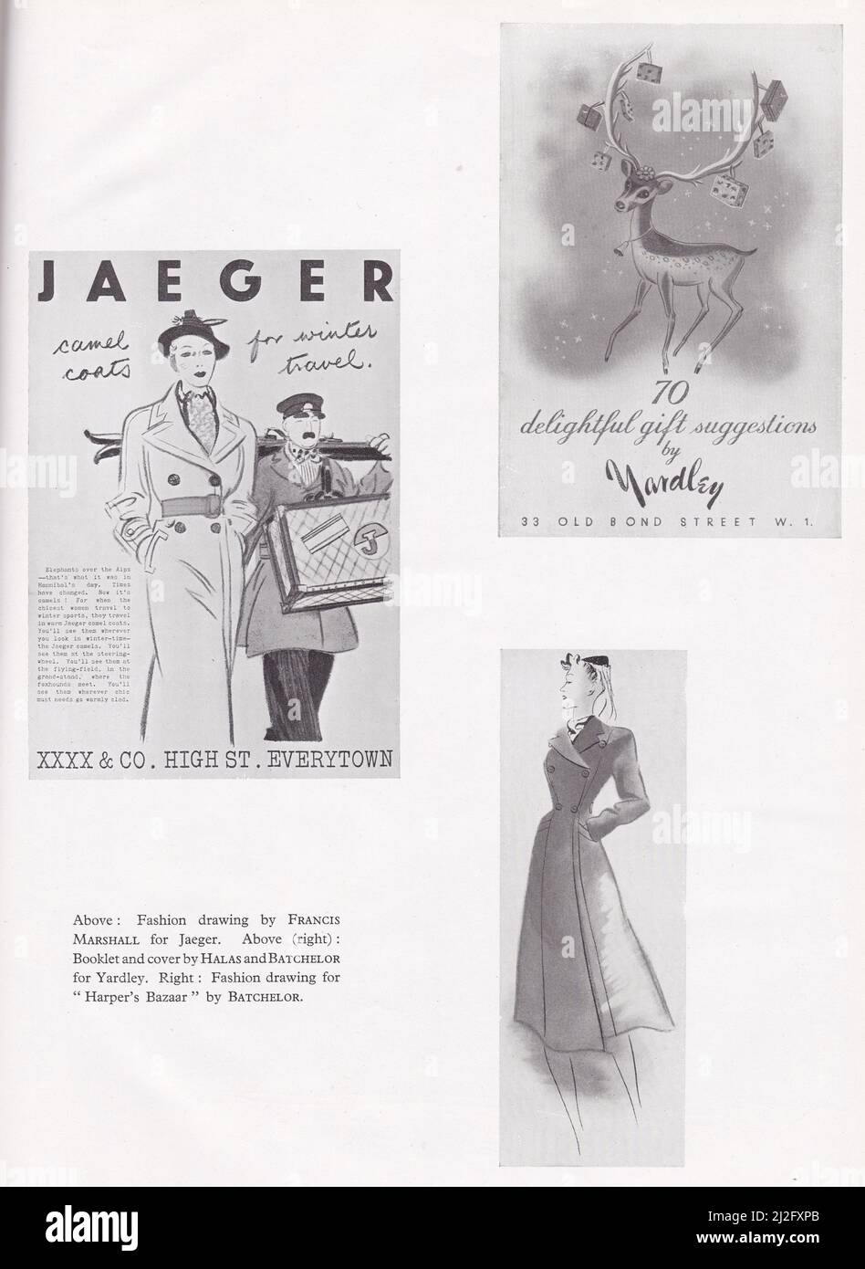 Fashion drawings by Francis Marshall, Halas and Batchelor. Stock Photo