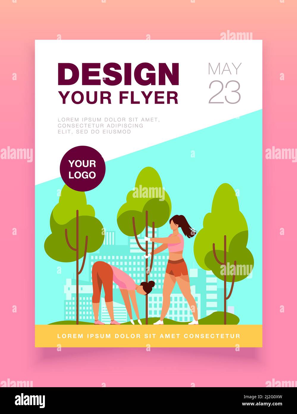 Young women growing trees in city park. Green, plant, environment flat vector illustration. Ecology and urban lifestyle concept for banner, website de Stock Vector