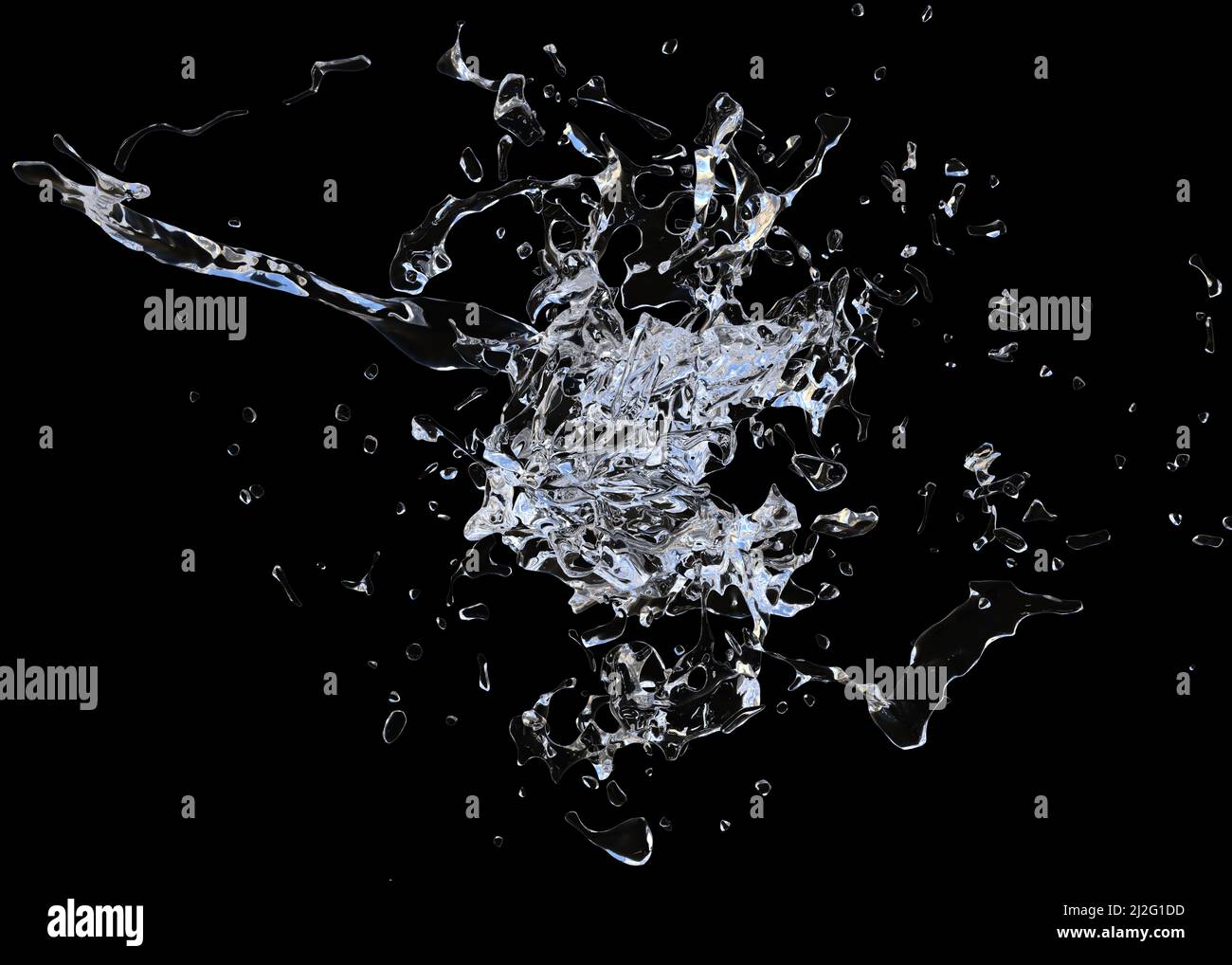 Abstract splashes of water on black background, 3D Illustration Stock ...