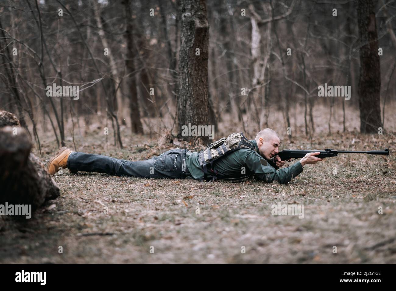 Very bloody war between Russia and Ukraine. Stock Photo