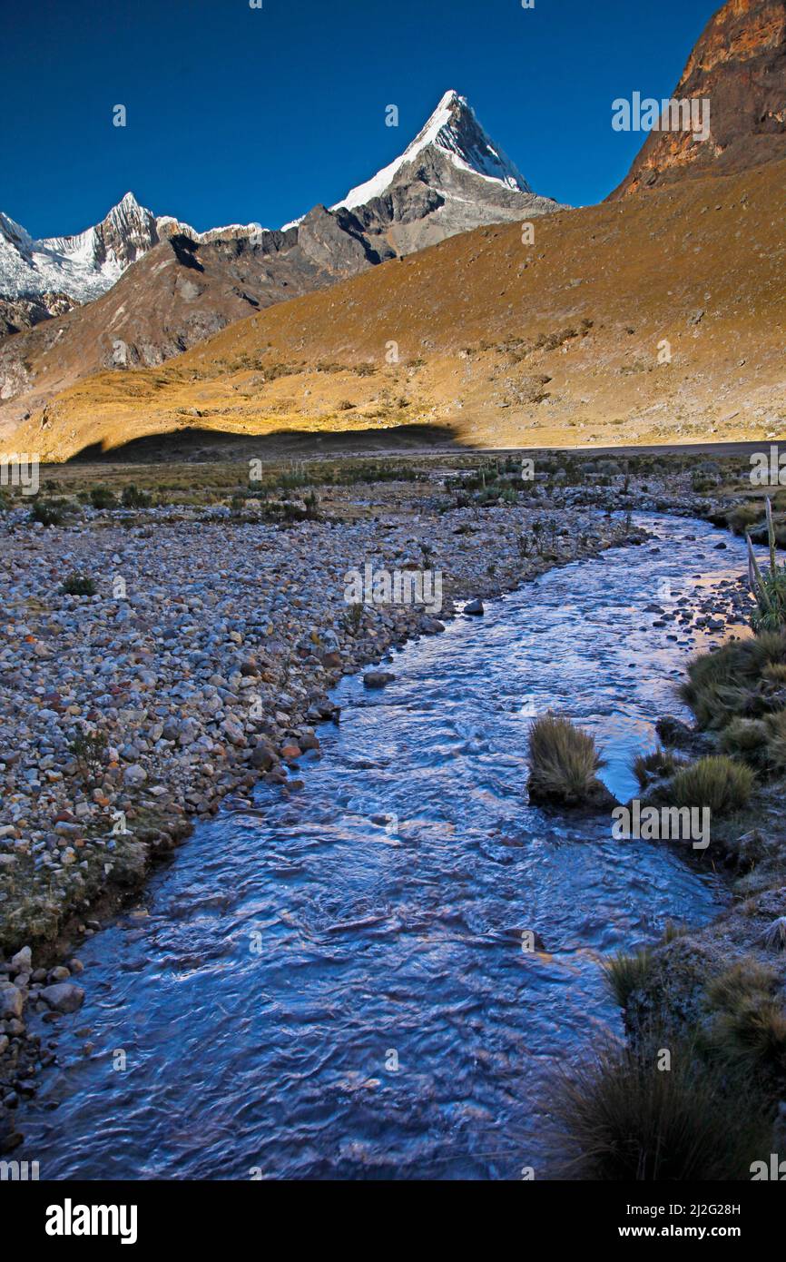 Nevado Artesonraju, Santa Cruz Trek, Cordillera Blanca, Peru Stock Photo
