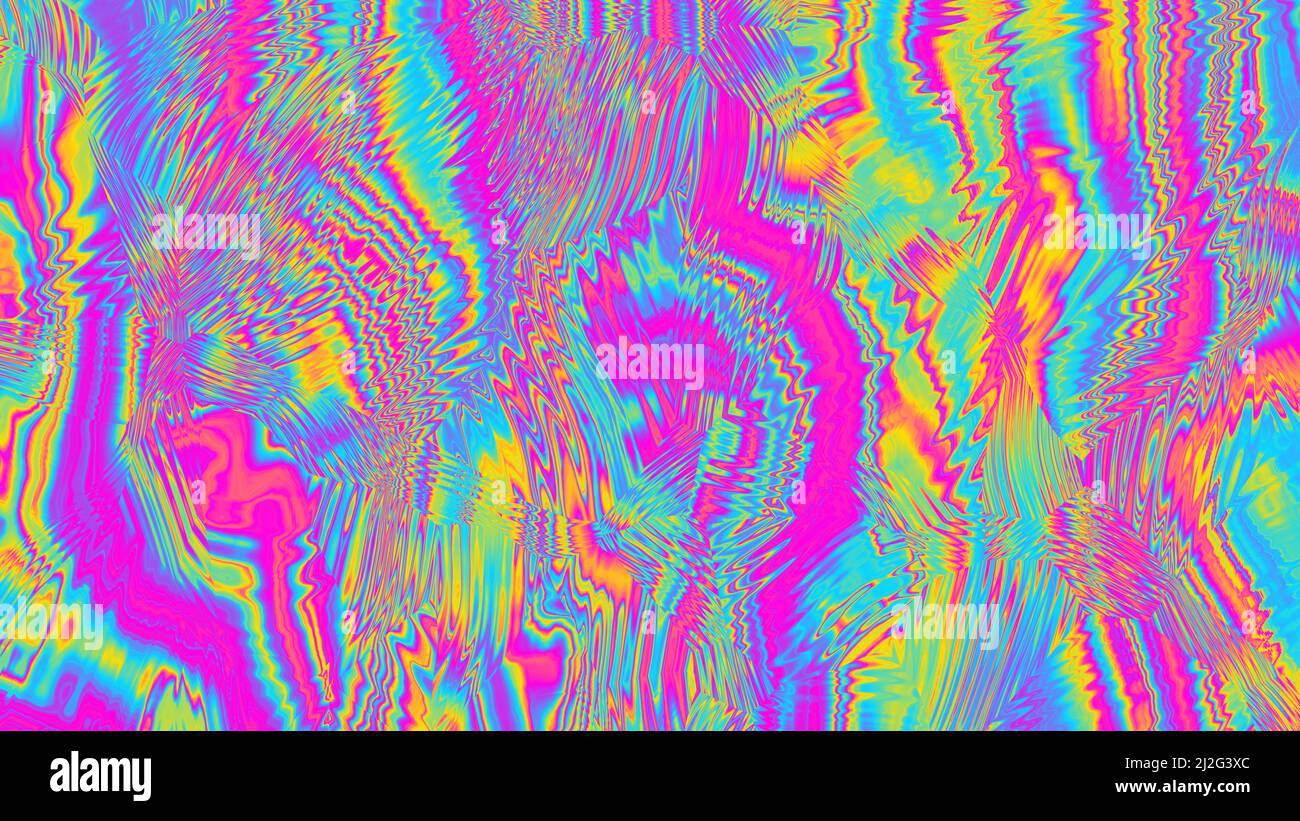 An illustration of trippy psychedelic rainbow op art glass refraction