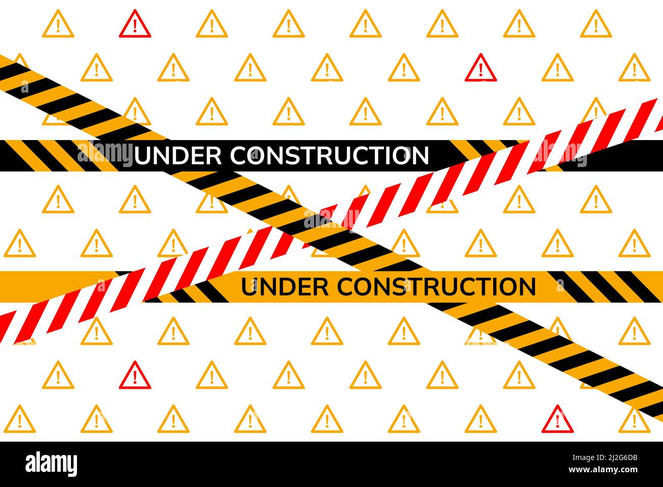 Under construction website page. Under construction tape warning. Vector illustration Stock Vector