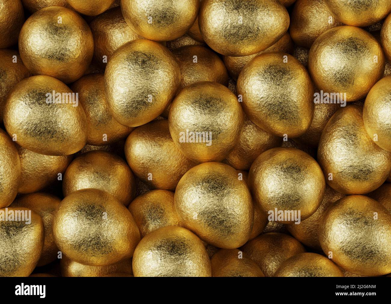 Chocolate easter eggs with gold foil. Wallpaper. backdrop Stock Photo
