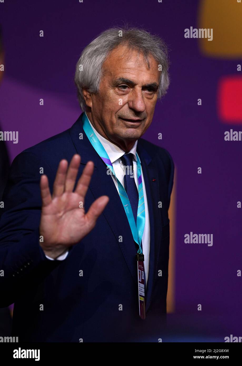 Morocco manager Vahid Halilhodzic during the FIFA World Cup Qatar 2022 Draw at the Doha Exhibition and Convention Center, Doha. Picture date: Friday April 1, 2022. Stock Photo