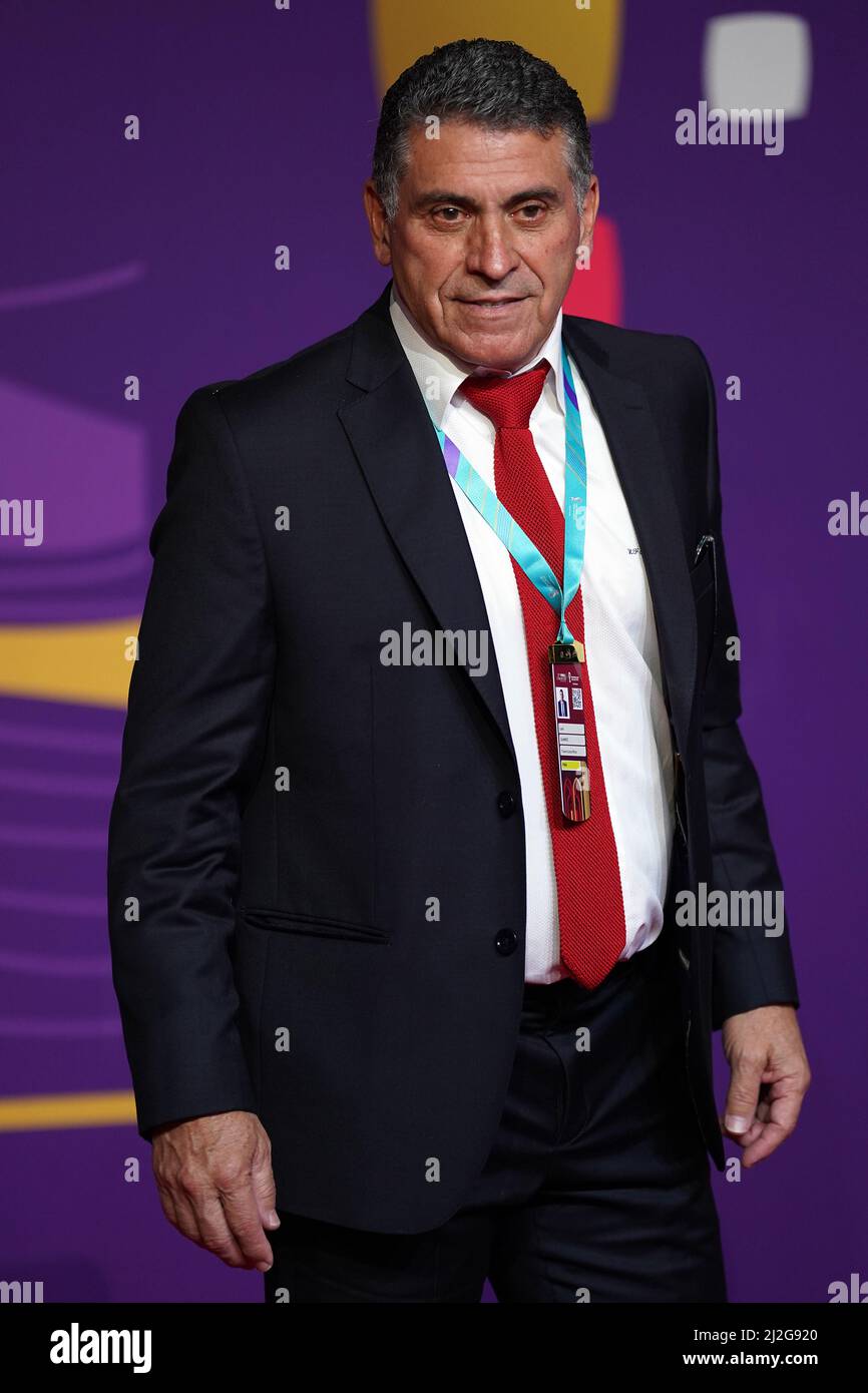 Costa Rica manager Luis Fernando Suarez during the FIFA World Cup Qatar 2022 Draw at the Doha Exhibition and Convention Center, Doha. Picture date: Friday April 1, 2022. Stock Photo