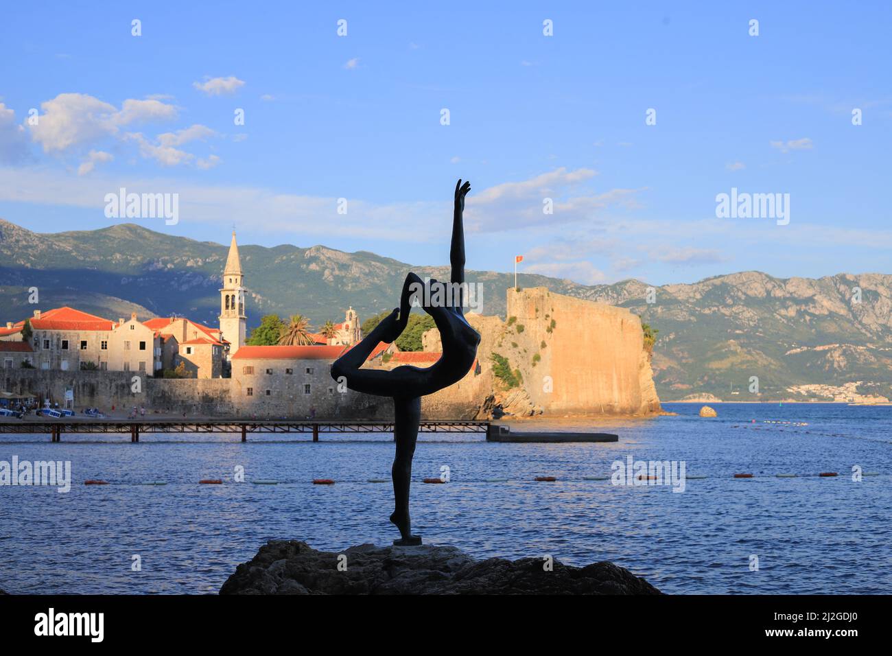 Ballerina statue in old town Budva in Montenegro Stock Photo