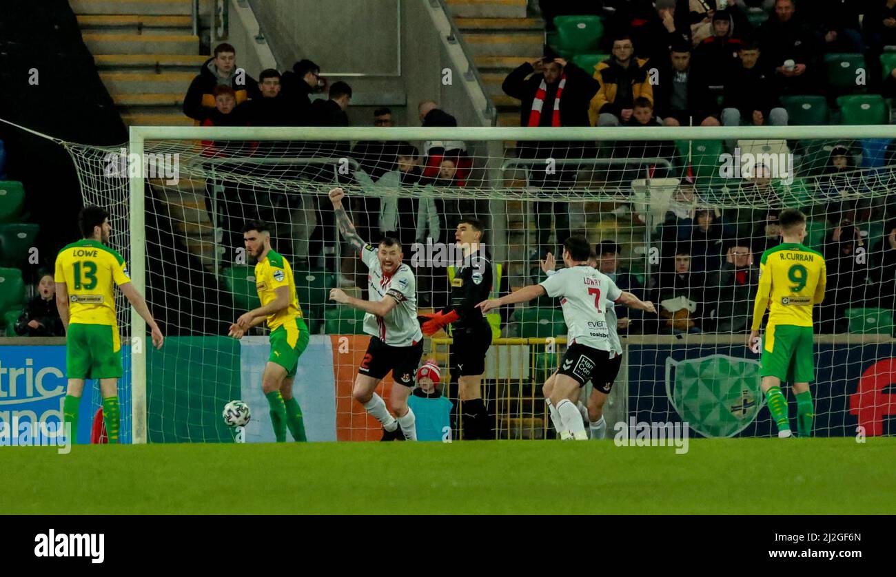 National Football Stadium at Windsor Park, Belfast, Northern Ireland, UK. 01 Apr 2022. Samuel