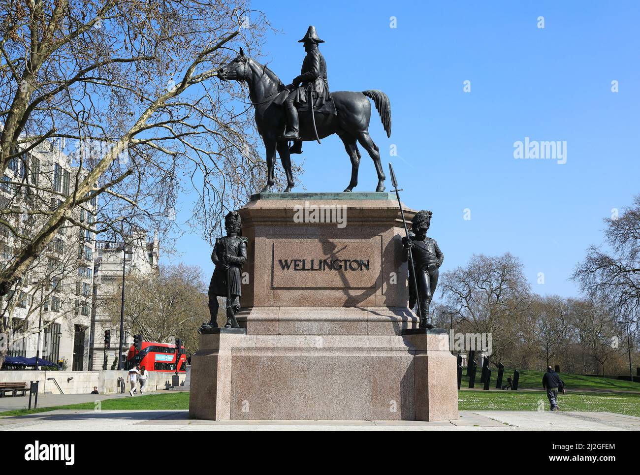 Equestrian Duke of Wellington statue at Hyde Park Corner, in London, UK Stock Photo