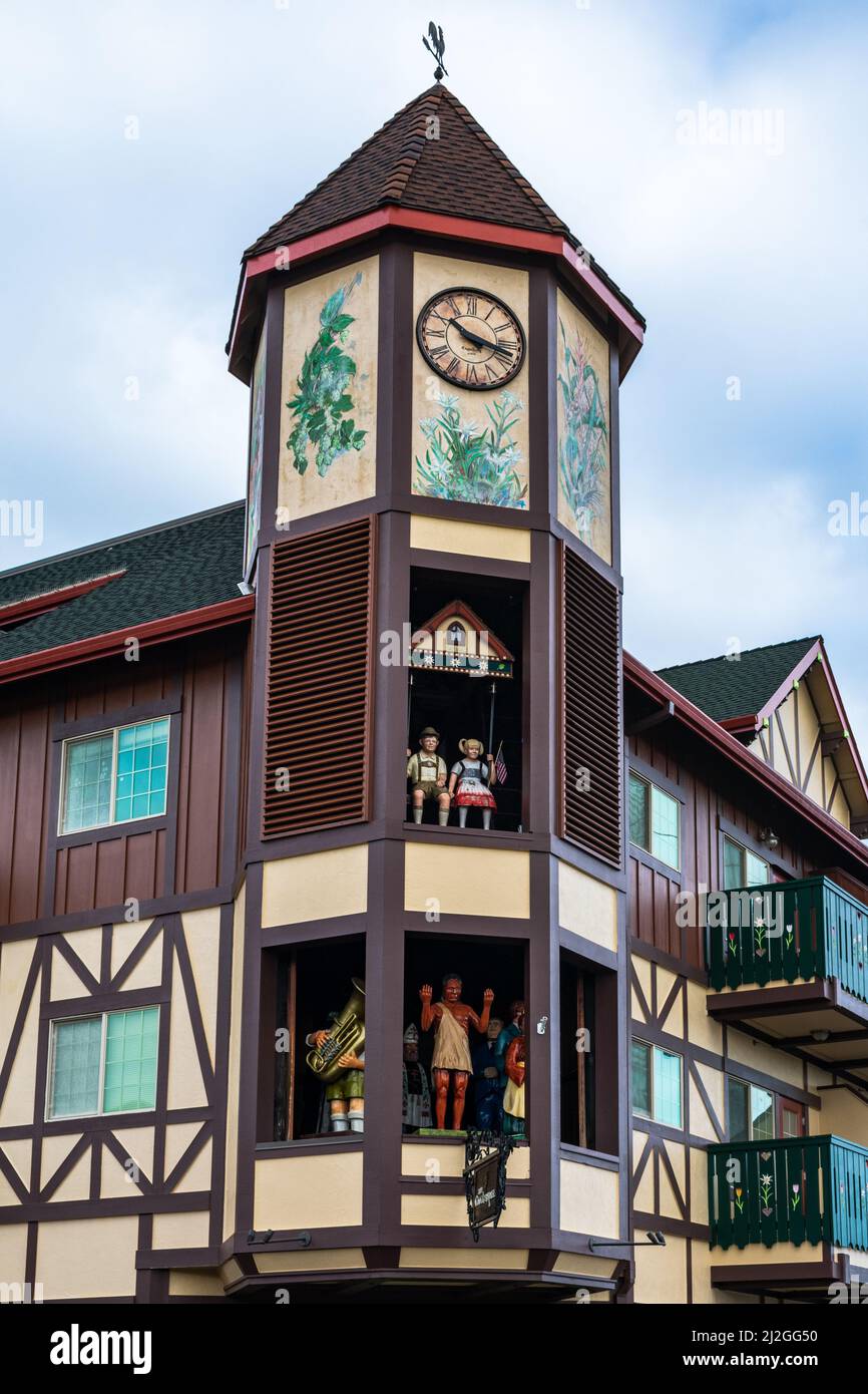 Mount Angel, OR USA 31 Dec 2021 Glockenspiel in downtown Mount Angel