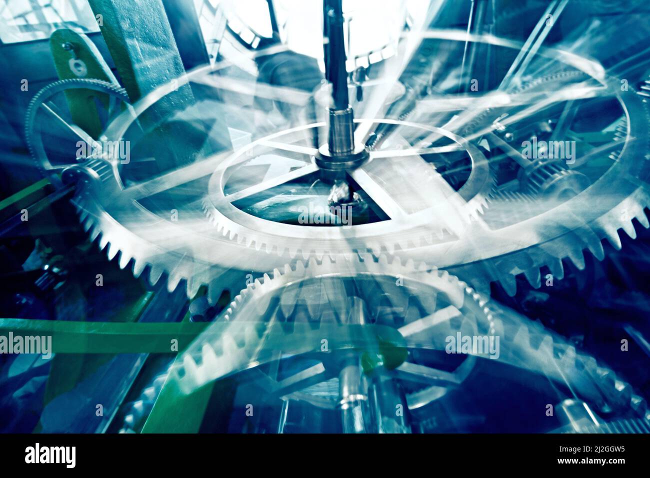 Concept of time. Digitally enhanced image of clock work in blue tones. Stock Photo