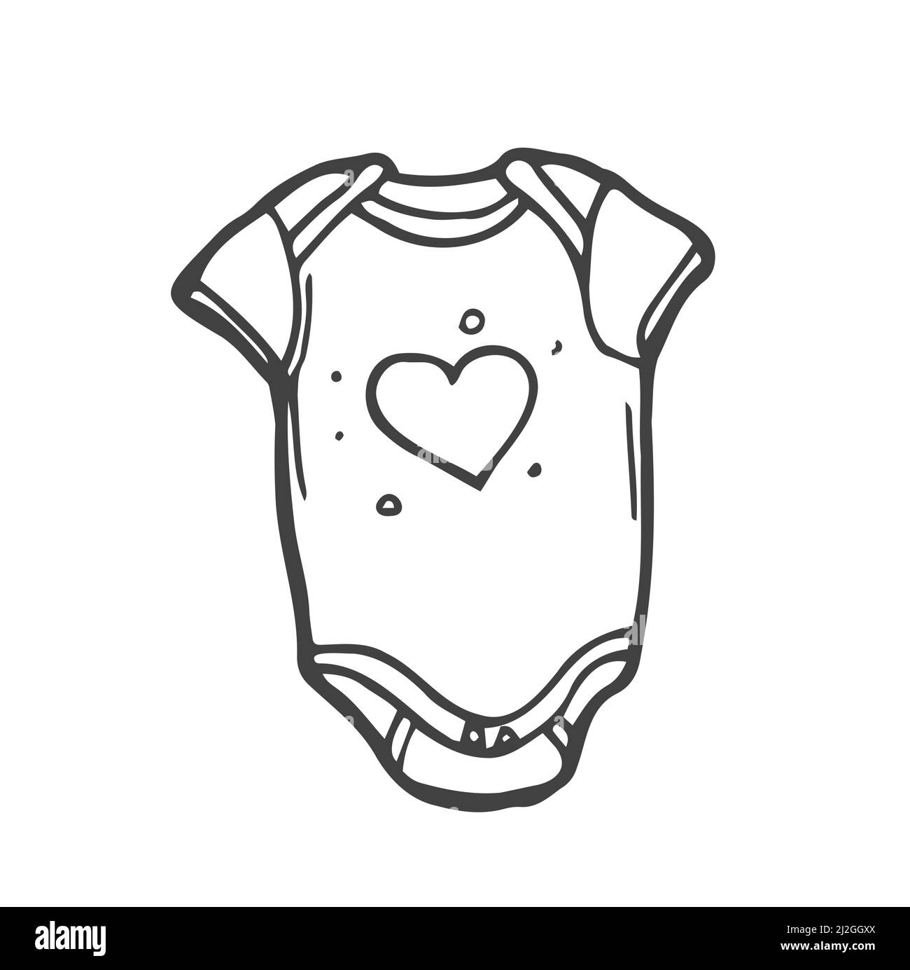 Hand drawn icon of baby bodysuits in doodle style isolated Stock Vector