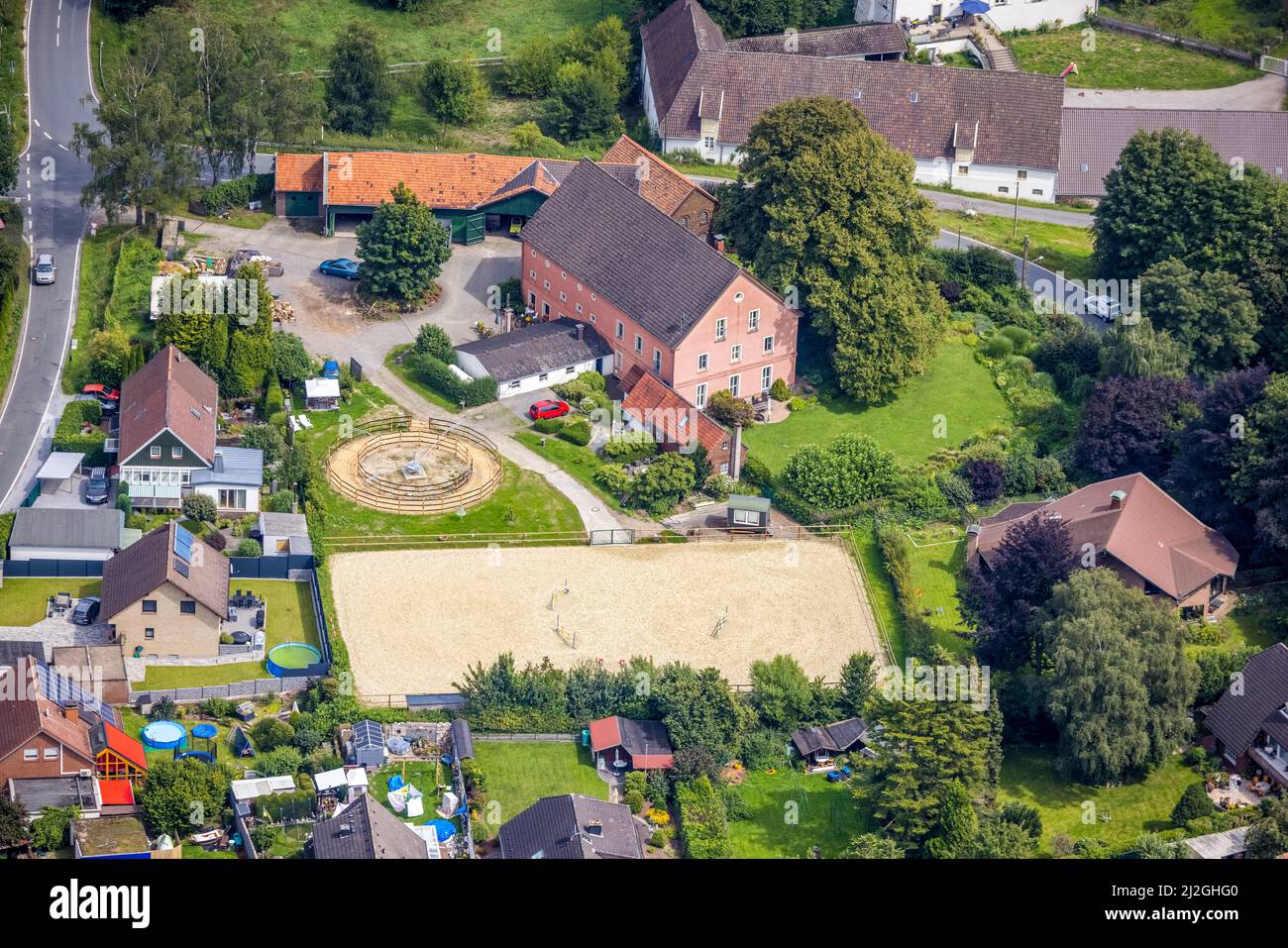 Aerial view, Haus Altendorf noble seat and riding facility at Schwerter ...