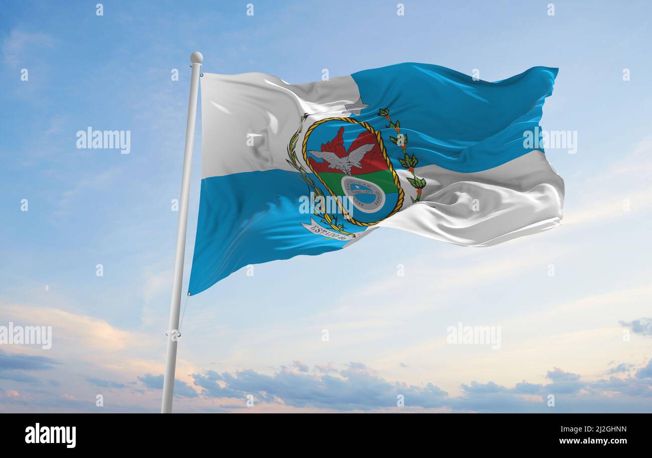 flag of estado do Rio de Janeiro , Brazil at cloudy sky background on ...
