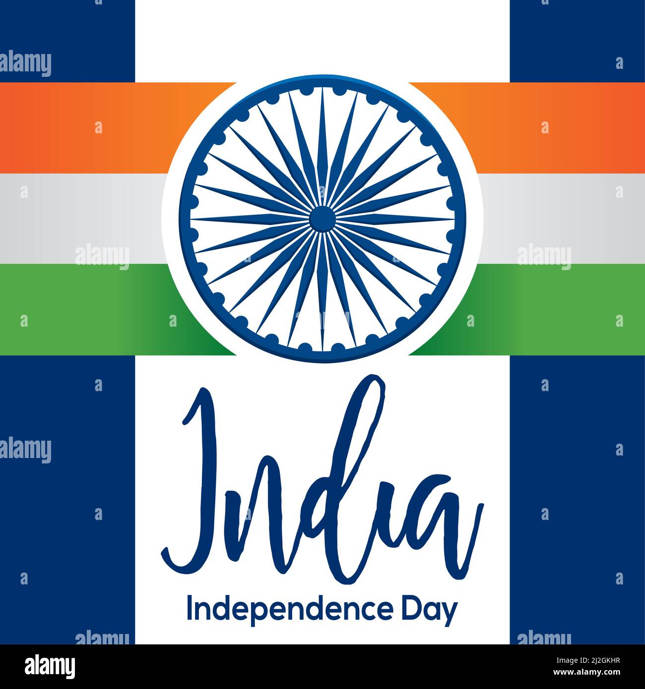 Poster blue flag India independence day vector illustration Stock