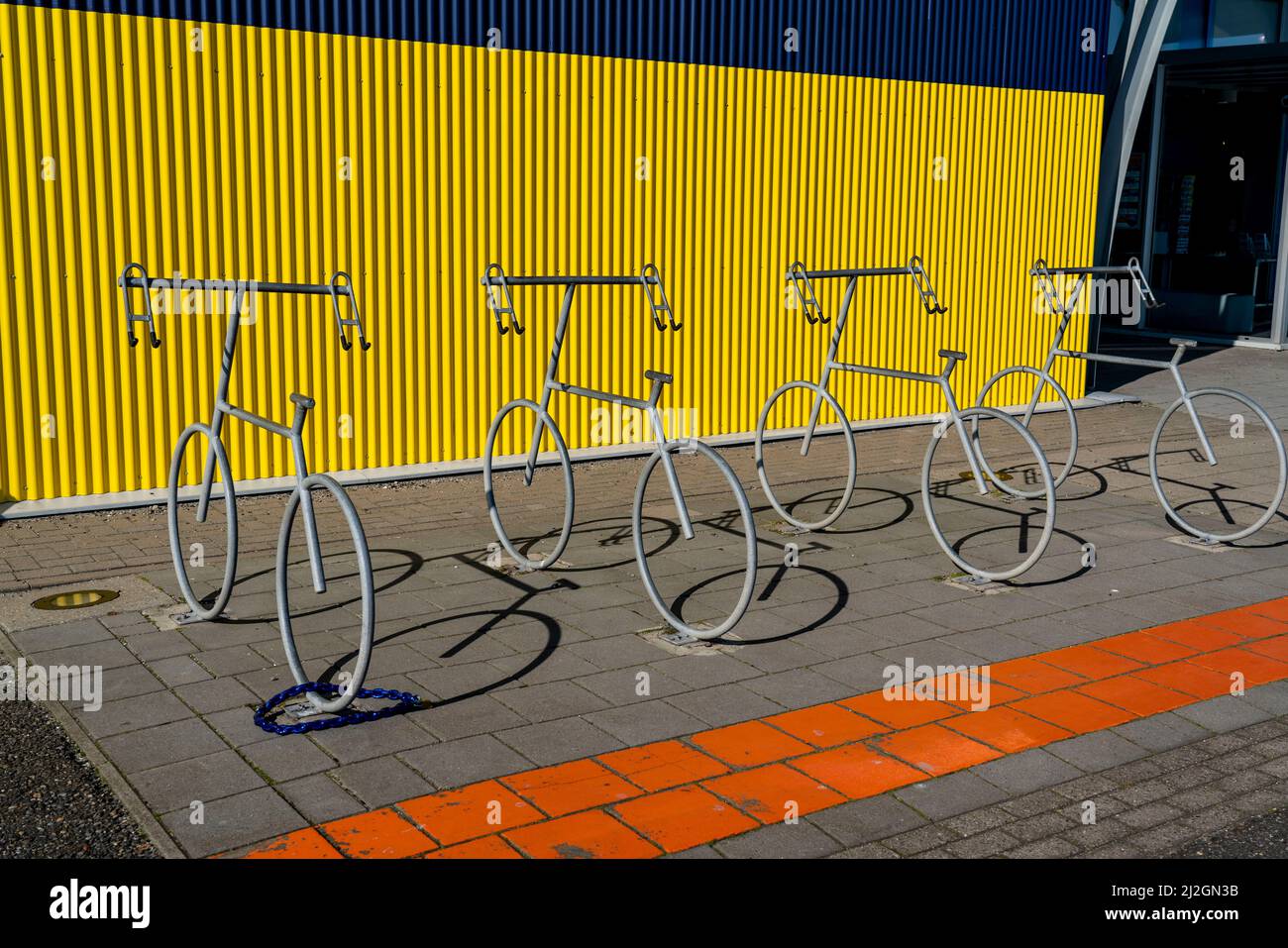 Bicycle stand, in bicycle design, Rotterdam Netherlands, Stock Photo