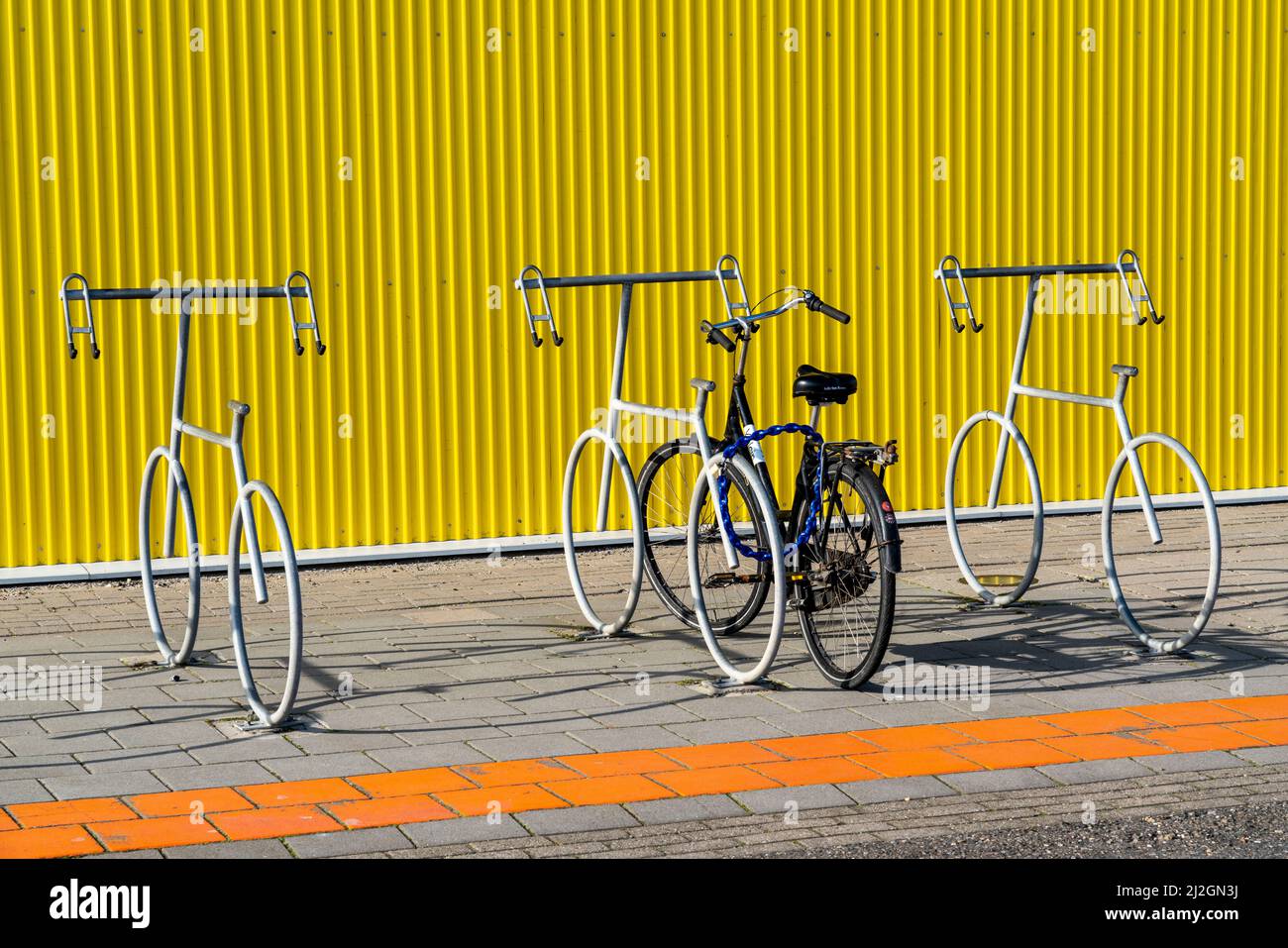 Bicycle stand, in bicycle design, Rotterdam Netherlands, Stock Photo