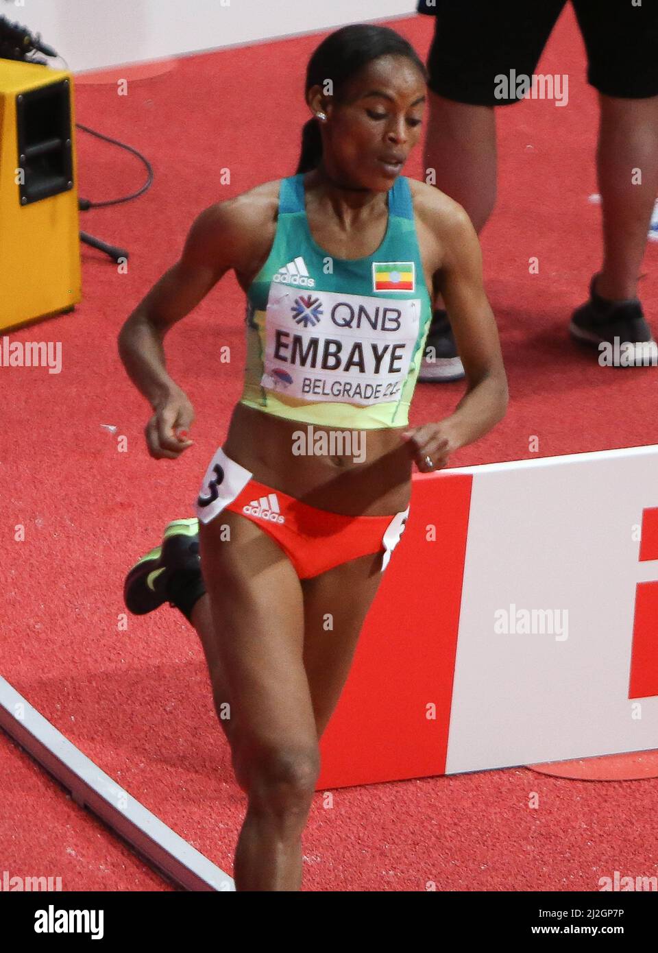 Axumawit EMBAYE of Ethiopia  ,  Heat 1500 M Women during the World Athletics Indoor Championships 2022 on March 18, 2022 at Stark Arena in Belgrade, Serbia - Photo Laurent Lairys Stock Photo