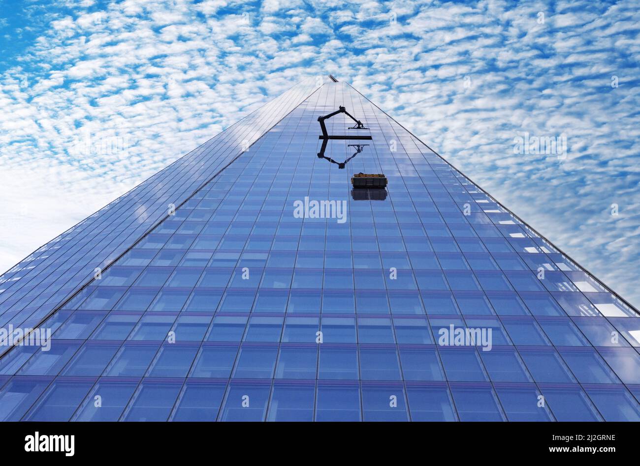 The Shard London, looking up to a mackerel sky, London Shard skyscraper, Modern architecture, Central London UK Stock Photo