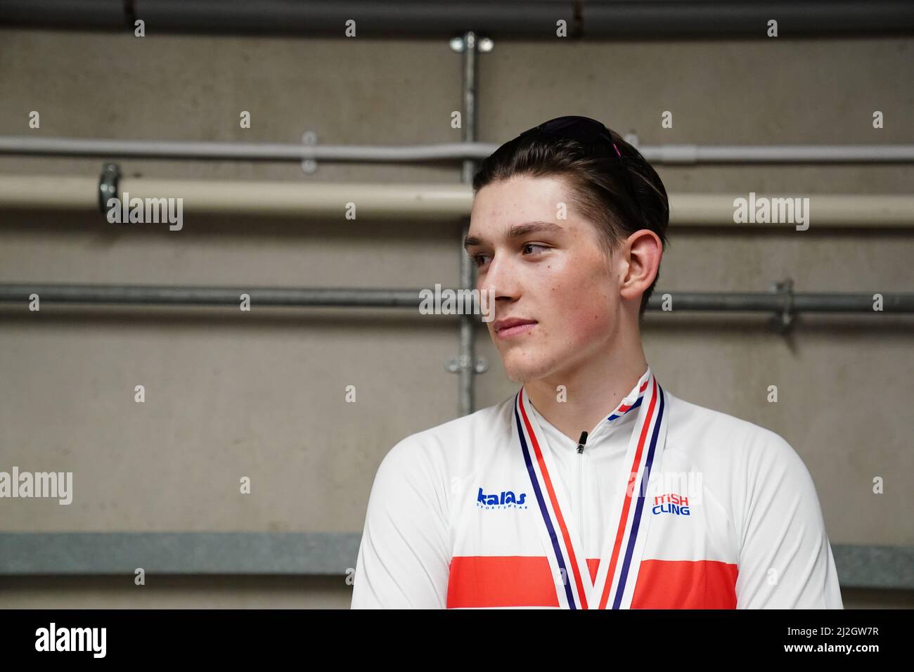 Joshua Tarling during day four of the HSBC UK National Track Championships at the Geraint Thomas National Velodrome, Newport. Stock Photo