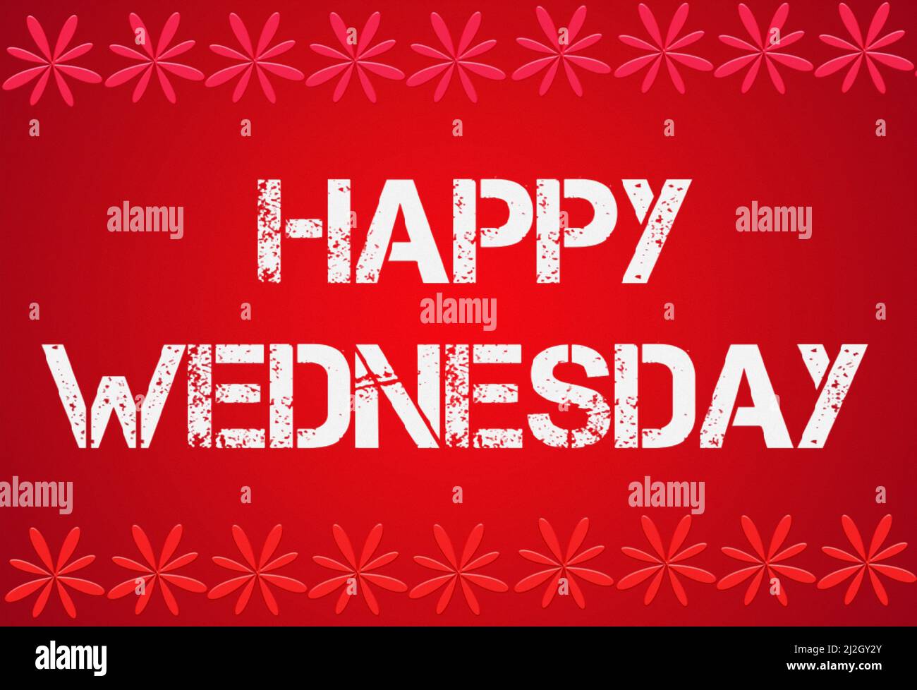 A 3D illustration Happy Wednesday text isolated on red