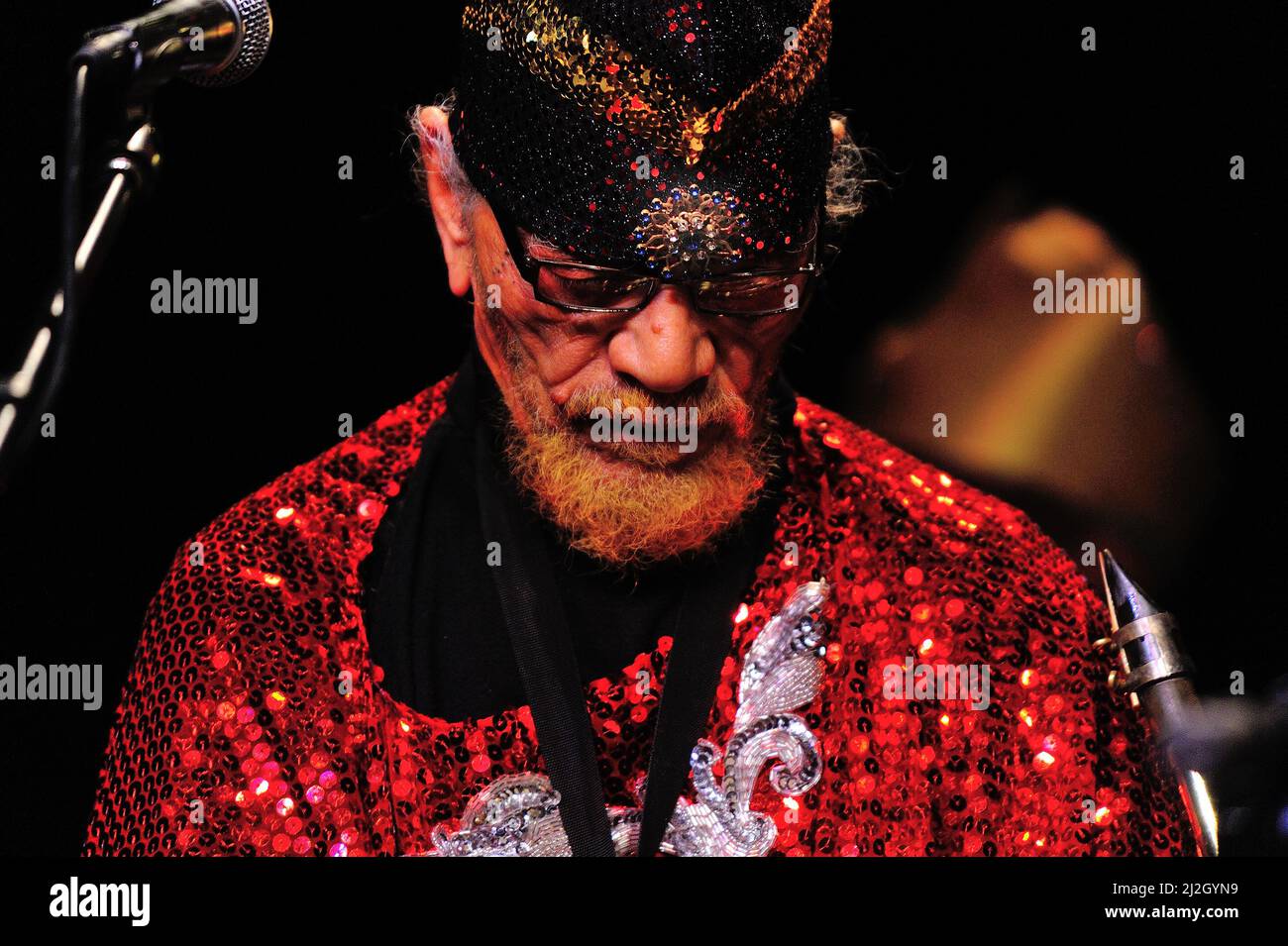 Sun Ra Arkestra,  jazz, music, musician, musicians, performance, player, stage, show, sun ra arkestra, allen, alto sax, photo Kazimierz Jurewicz Stock Photo