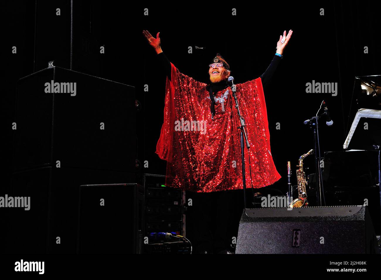 Sun Ra Arkestra,  jazz, music, musician, musicians, performance, player, stage, show, sun ra arkestra, allen, alto sax, photo Kazimierz Jurewicz Stock Photo