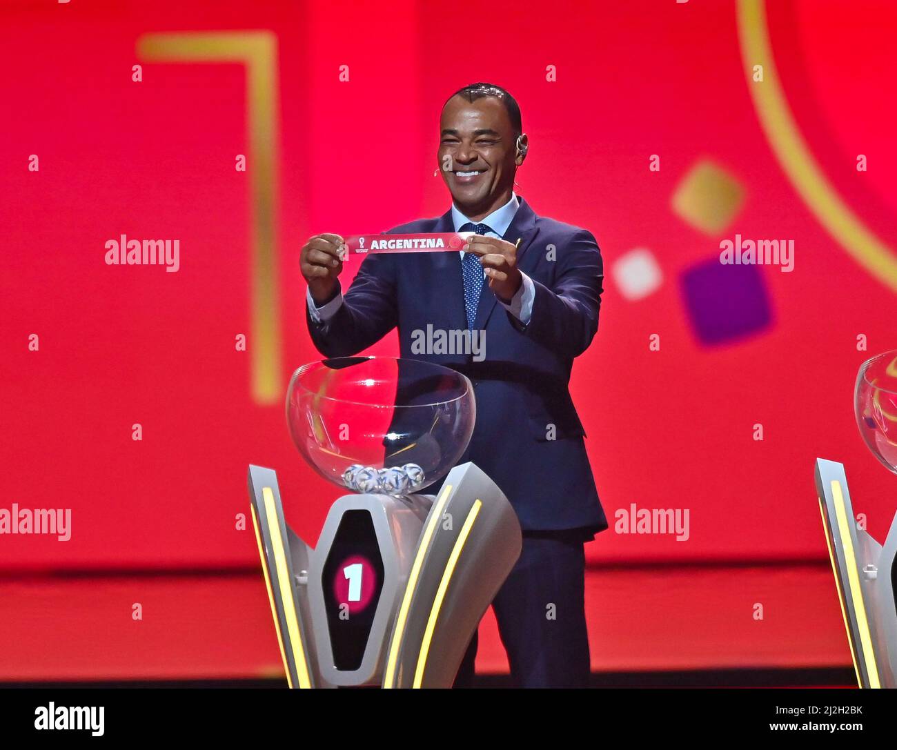 Doha, Qatar. 1st Apr, 2022. Former Brazilian football player Cafu holds