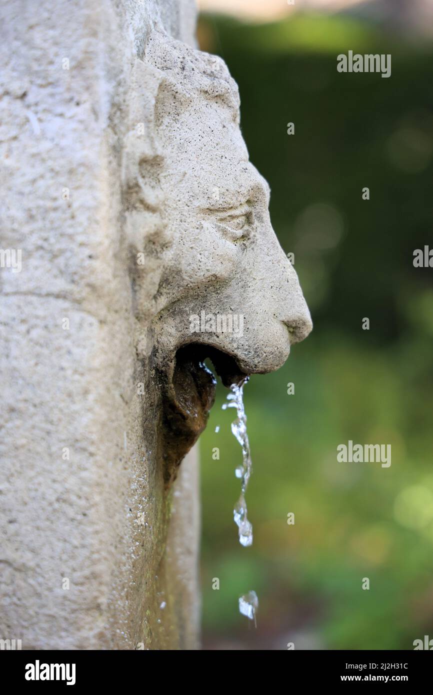 Lion Head Fountain Profile Stock Photo - Alamy