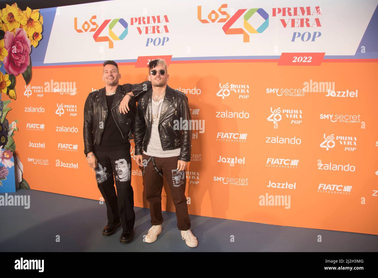 In the picture Mau and Ricky. LOS40 Primavera Pop is starting now and we know it because the hosts have begun to arrive early to receive all the guests who have made this night an unforgettable moment. Stock Photo