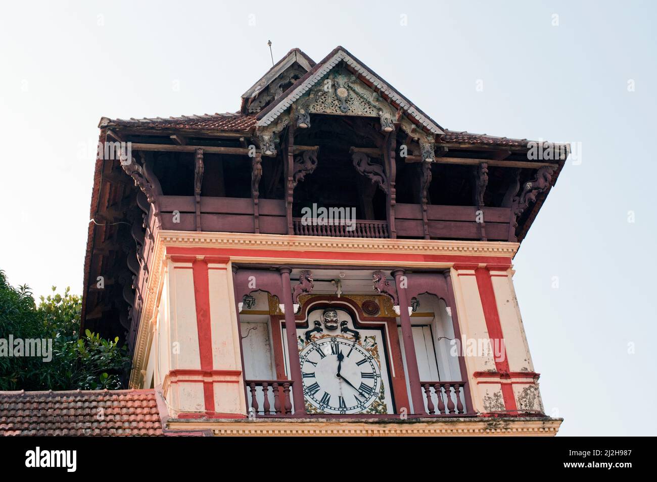 Clock tower of Kuthira Maliga Palace Museum near Anantha Padmanabha swamy Temple at Trivandrum or Thiruvananthapuram state Kerala India Stock Photo